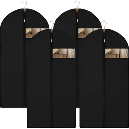 4 місткі мішки для одягу, 120 x 60 см, чорні, з блискавкою, для зберігання одягу та захисту від пилу