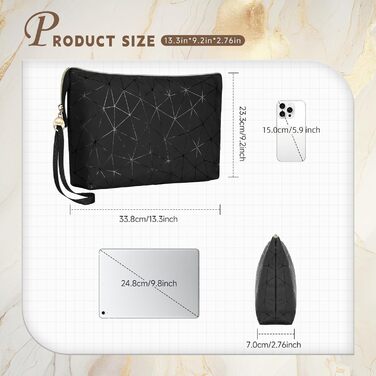 Косметичка жіноча мініатюрна, пудрова, водонепроникна, для подорожей, органайзер, чорно-бежева