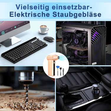 Електричний пилосос для чищення CCV з акумулятором 3000mAh, 3 швидкості, щітка, зарядка Type-C, для ПК, авто, дивану (GOLD)
