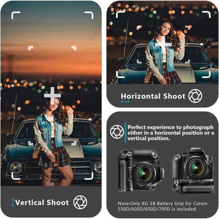 Замінний акумуляторний хват Neewer BG-E8 для Canon EOS 550D, 600D, 650D, 700D, Rebel T2i, T3i, T4i, T5i (SLR Digital Camera)
