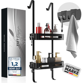 FMT DESIGN - White Hanging Shower Shelf - 100% Rustproof - Powder-Coated Lightweight Aluminum - Hanging Shower Caddy for Extra Easy Installation