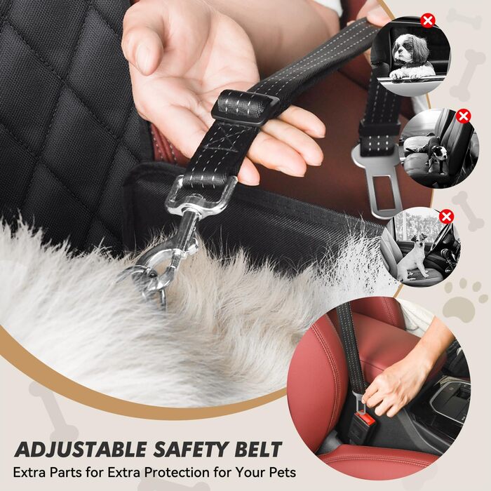 Автокрісло для собак - стабільне, водонепроникне, з підсиленими стінками та ременями безпеки, чорне