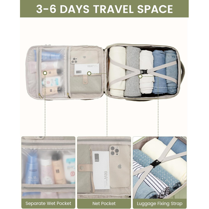 Рюкзак LOVEVOOK 40L для ручної поклажі в літак, водонепроникний, з відділенням для ноутбука 17 дюймів, для подорожей, роботи, хайкінгу, оливково-бежевий