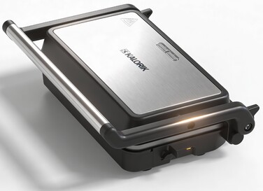 Контактний гриль Kalorik 1200 Вт, сріблястий, з розкриттям на 180°