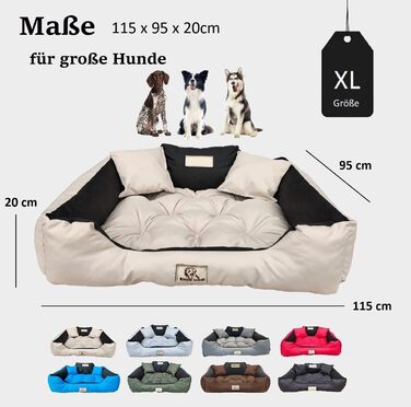 Ортопедична лежанка для собак маленьких порід King Dog, XL 115x95 см, бежева, водонепроникний матеріал, силіконова наповнювач