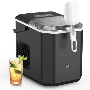Машина для приготування льоду WIE 1.3 л з лопаткою, 9 кубиків за 6 хвилин, тиха, самоочисна, чорна