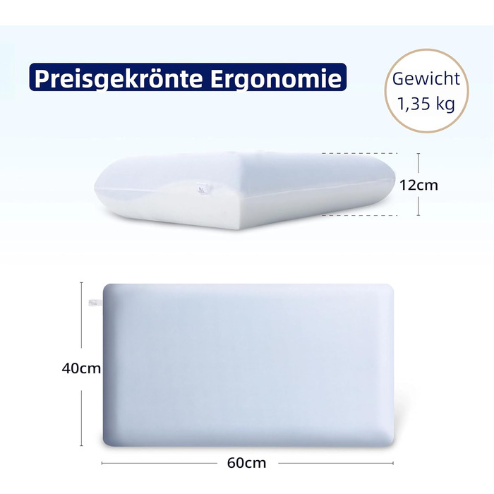 Подушка для офісного крісла EGO HOME з піною з пам'яті, 60x40 см, антиковзаюча, для ігор, авто, комп'ютерного крісла, інвалідного візка