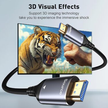 HDMI кабель оптичний 8K 15м, HDMI 2.1, 48Gbps, Ultra High Speed, CL3, AOC, 8K@60Hz, 4K@120Hz/144Hz, Dynamic HDR, eARC, Dolby HDCP2.2, сумісний з PS5, Xbox Series X, PC, TV