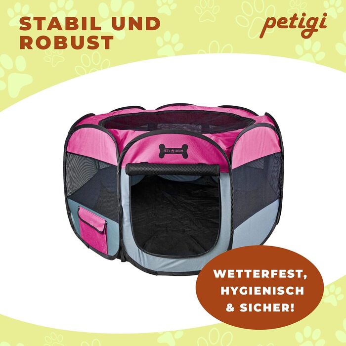 Вольєр для цуценят Petigi XL, 115x115x65 см, рожевий. Підходить для собак, кроликів, морських свинок, котів.