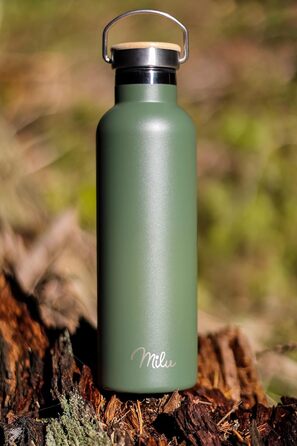 Фляга з нержавіючої сталі Milu 350/500/750/1000 мл (+3 кришки) з трубочкою, термос, ізольована пляшка для води, дитяча, доросла, для подорожей, без витоку (оливковий, 350 мл)