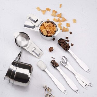 Stainless Steel Measuring Spoons, Kitchen Utensil Measuring Spoons Measuring Cup Cuillere Doseuse Grams for Home