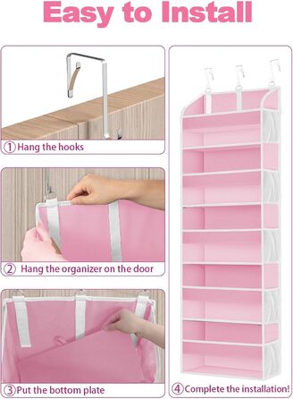 Органайзер на двері 5-ти секційний, складний, рожевий (2 шт) - для ванної, дитячої, кемпінгу