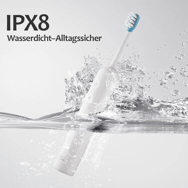 Електрична зубна щітка MGW Lächen – звукова, 3 режими, 3 інтенсивності, IPX8, 4 насадки, біла/чорна