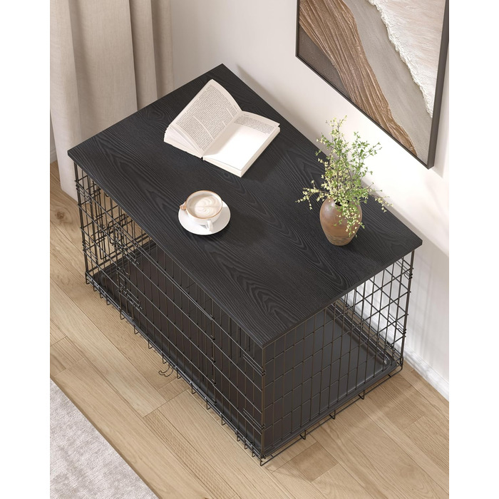 Насадка для собачого вольєра Piskyet, дерев'яна робоча поверхня, чорна, сумісна з вольєрами 76,2 см, 121,9 см, 107,7 см, 91,4 см, 61 см