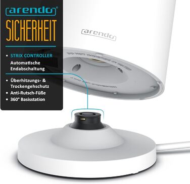 Arendo - Stainless Steel Kettle with Temperature Setting - 45°C-100°C - 1.5 Liter - Double-Walled - BPA Free - Keep Warm Function - Tea Kettle with Temperature Indicator - Cool Touch Handle - Matte White