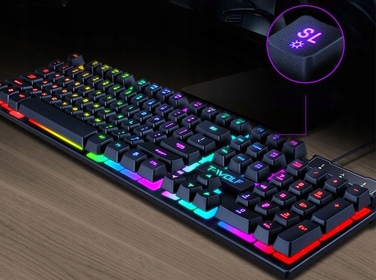 Мембранна підсвічена клавіатура T-WOLF TF20, USB, чорна