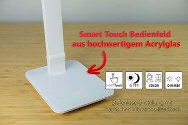 LED лампа настільна FeinTech LTL00100 з USB, регулювання кольору та яскравості, білий корпус, 37x15x43.5 см