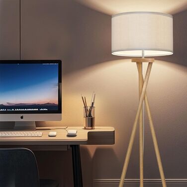 Стійка лампа BBHome для вітальні, спальні, офісу: дерев'яний каркас, LED E27 9W, сучасний дизайн