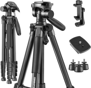 Камера-штатив CAMBOFOTO 188 см для Nikon, Canon, Sony з сумкою, легкий алюмінієвий тринога, 3D-панорамна голова, універсальне кріплення 1/4'' (чорний)