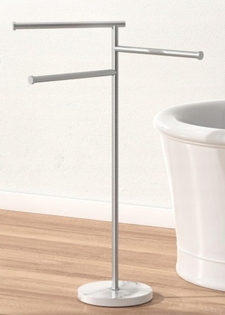 Підлоговий вішак для рушників у ванну кімнату з мармуровою основою, 102 см