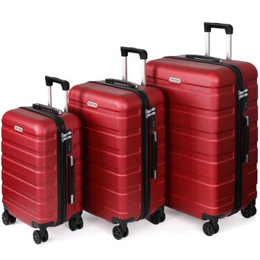 Набір валіз TANTOMI 3 шт., ABS, з колесами, 20/24/28 дюймів, червоний колір