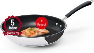 Сковорода Coolinato 28 см з антипригарним покриттям, нержавіюча сталь, для плити (газ, кераміка, електро), індукції та духовки